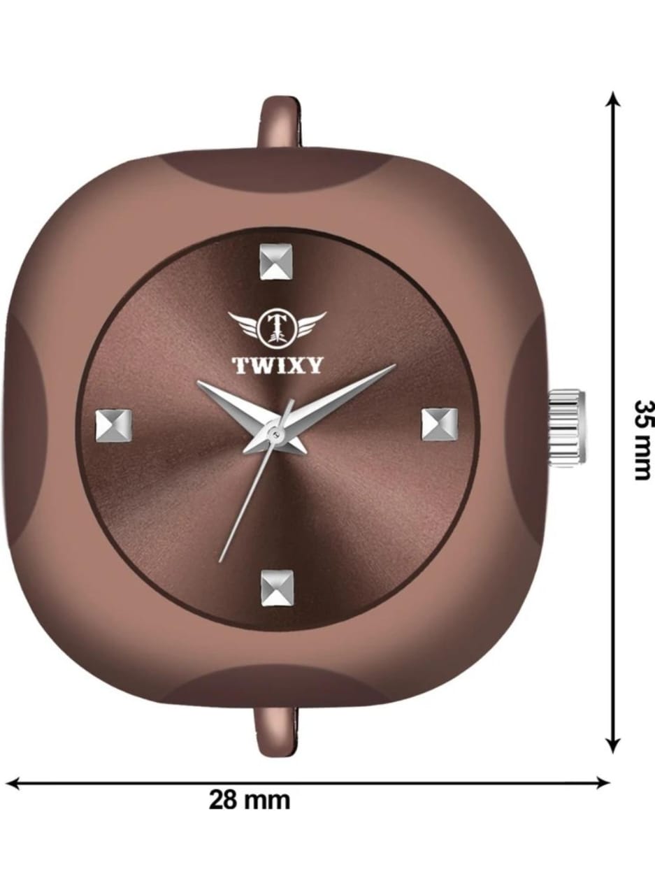 Premium Quality Special Watch Analog Watch - For Girls Premium Square Design Silver Stone Studded & Brown Strap