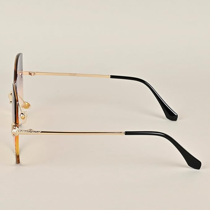 UV Protected Square Women Sunglasses - (Violet Lens | Golden Frame | ZESGW3