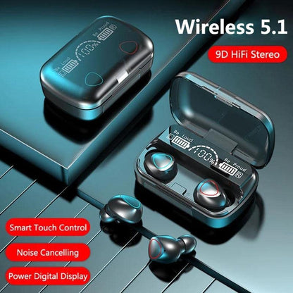 imax Premium M10 TWS Bluetooth 5.1 Wireless Earbuds Super Deep Bass with Mic & Charging Case – Black I ZSNGG02