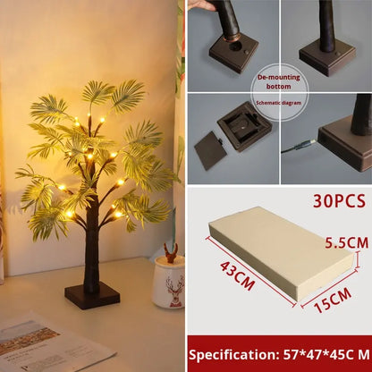 Premium LED Glowing Palm Leaf Tree Light – Warm White, Plastic Design, IP44 Rated for Outdoor & Indoor Décor, Thanksgiving, Christmas & Holiday Events