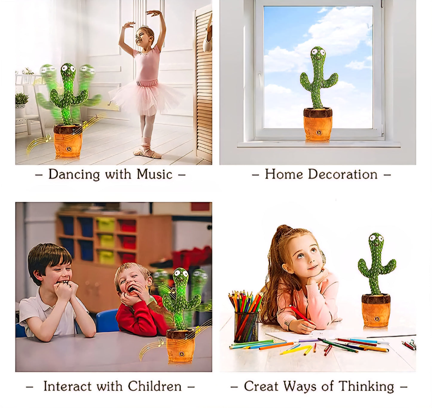 Talking Cactus Toy |Dancing & Repeating Fun for Babies | Rechargeable Musical Cactus| Baby Learning Toy (0-6 Yrs)-ZEKD10