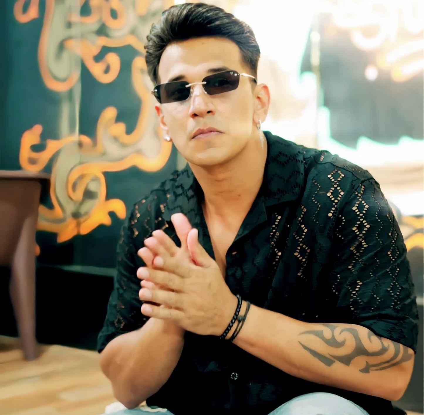 Premium Sunglasses Underdog | Black Rimless Rectangle Sunglasses ZEST202520