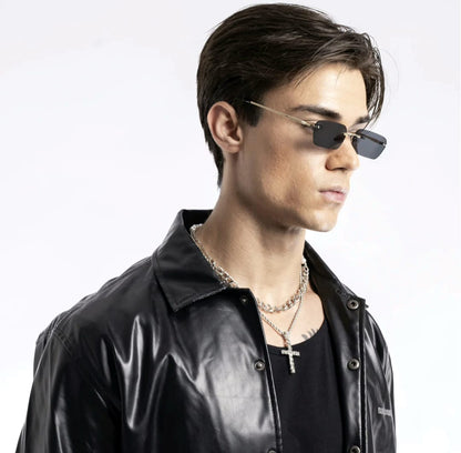 Premium Sunglasses Underdog | Black Rimless Rectangle Sunglasses ZEST202520