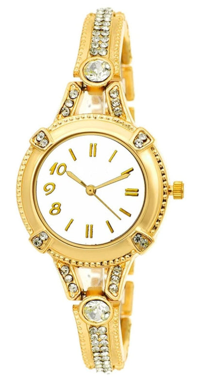 Premium Gold Diamond Analog Watch By Zest - For Girls 0989A3 round slim gold diamond