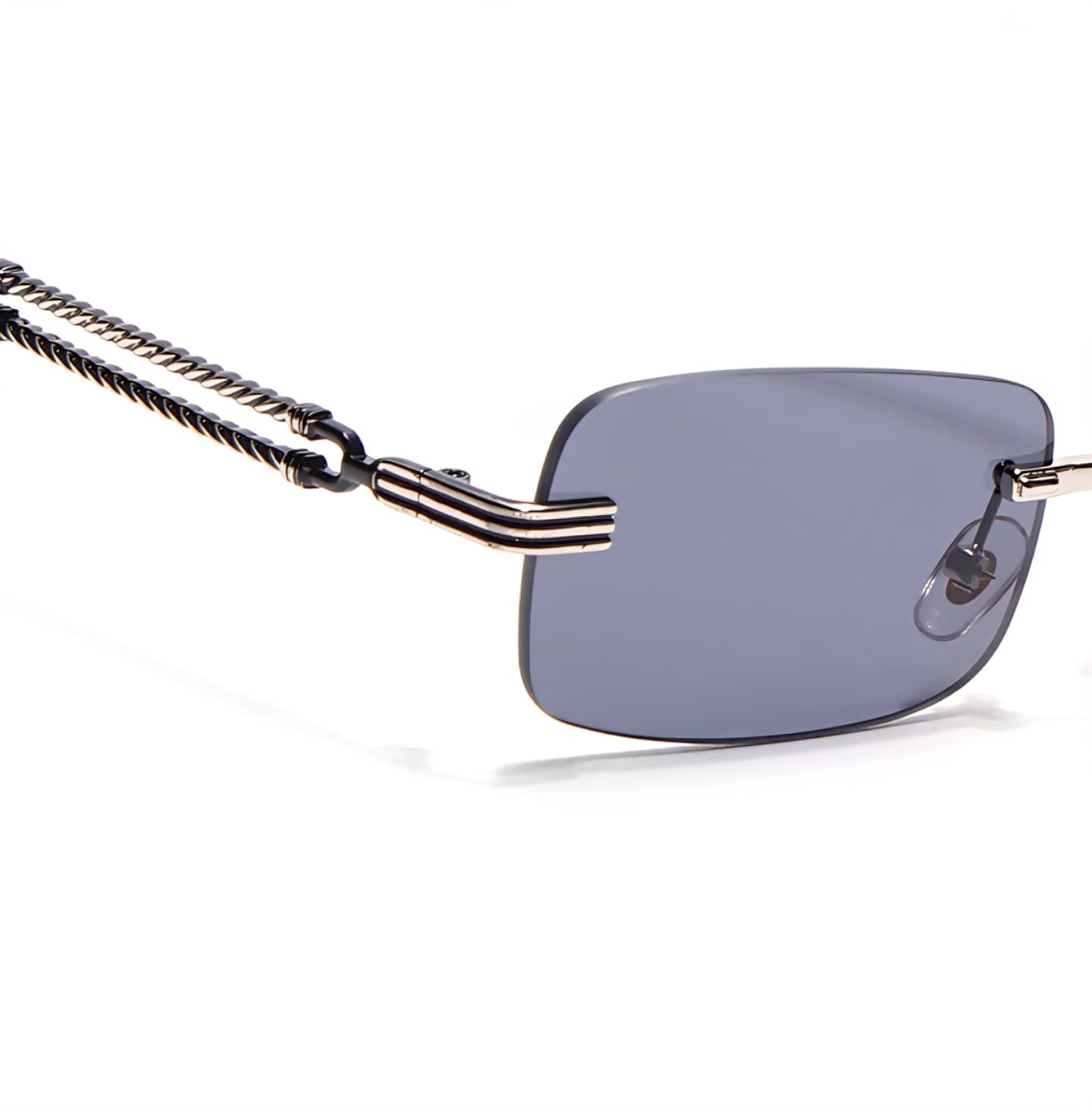 Sunglasses | Barrel | Smoked Black Rimless Silver Frame - ZESG67