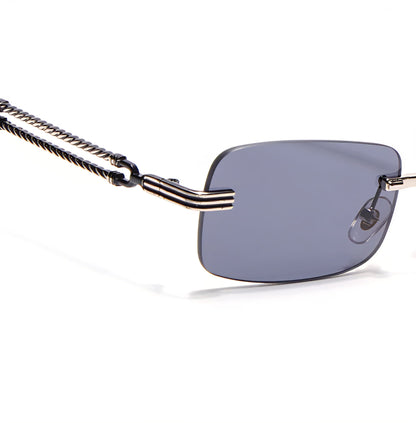 Sunglasses | Barrel | Smoked Black Rimless Silver Frame - ZESG67